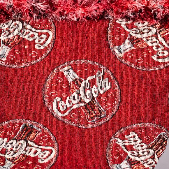 DIY Handmade Coca-Cola Fabric Handbag Quilted Lining Fringe Trim Red - Picture 4 of 6